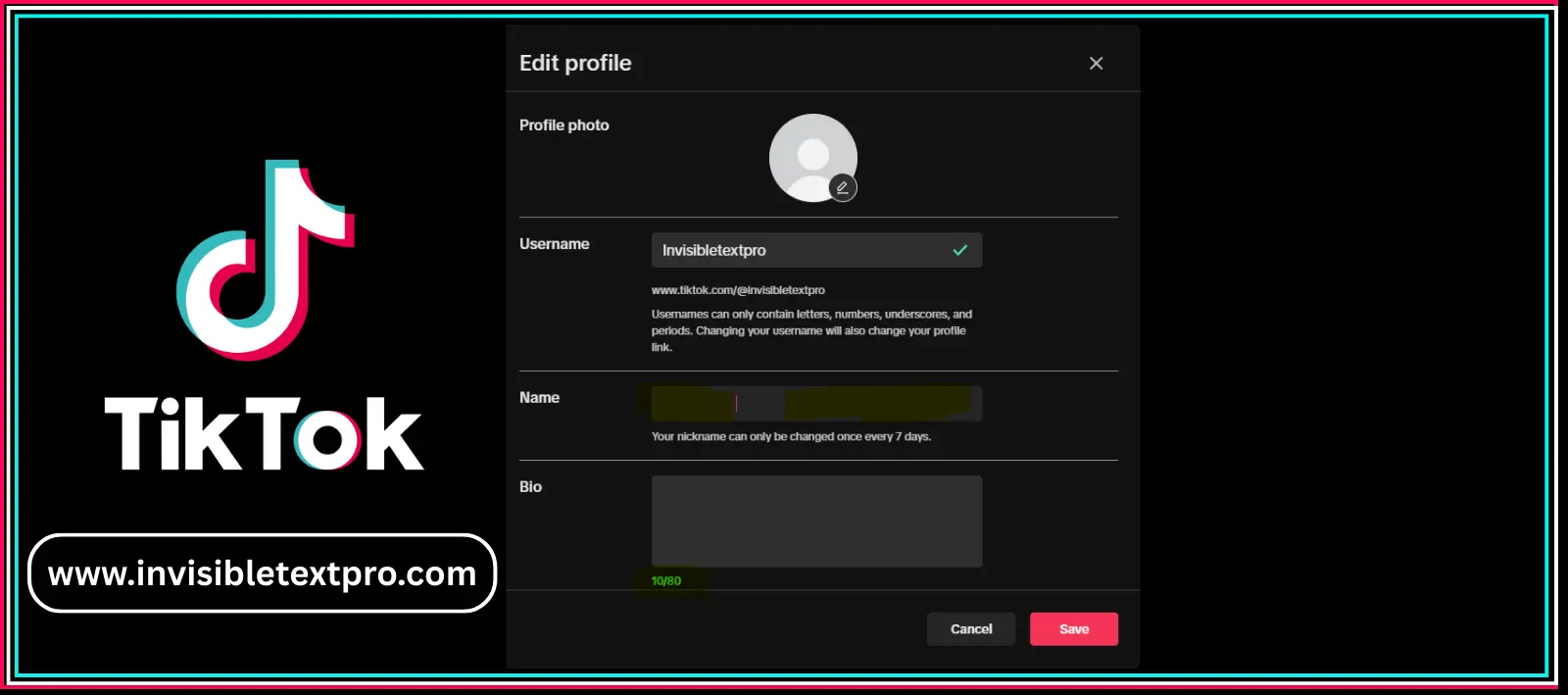 Invisible Text for Tiktok 2 Invisible Name Tiktok